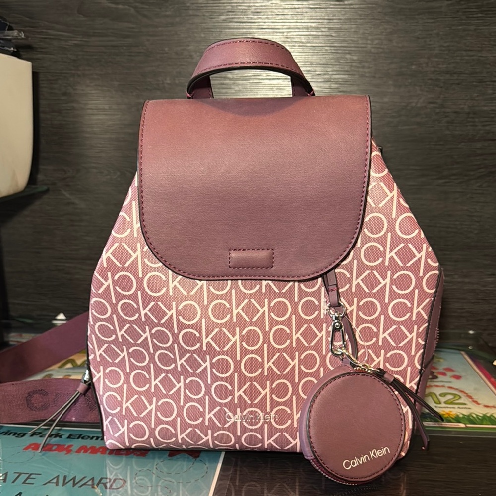 Calvin Klein Purple Logo Backpack Durable Design